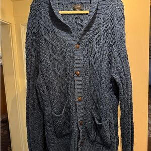 J. Crew Men's Navy Cable Knit Cardigan